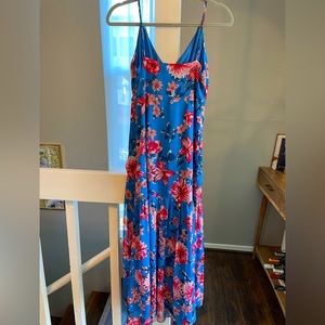 Blue and Pink Floral Maxi Dress